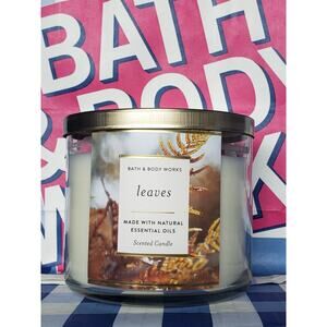 BBW Leaves Large 3 Wick Candle Holiday Home Fragrance Decor